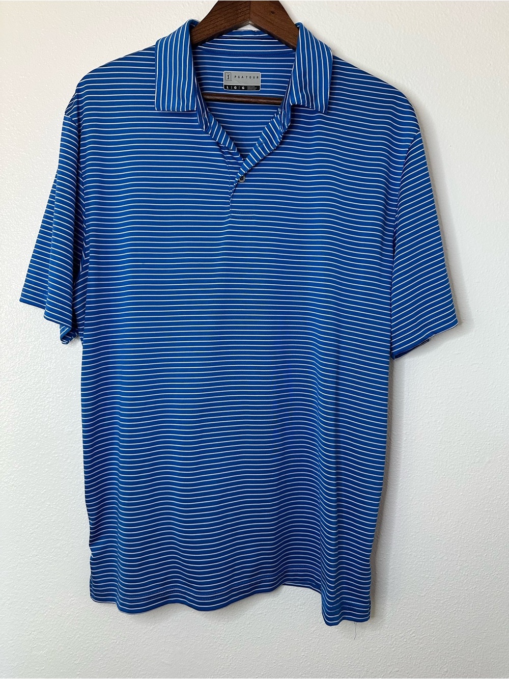 PGA Tour Royal Blue with White Micro-Stripe Polo